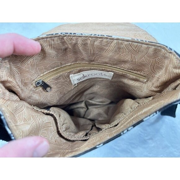 SAKROOTS Artist Circle Small Messenger crossbody Bag- PEACE- Black/white - Picture 12 of 12